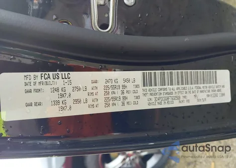 2015 Dodge Journey Crossroad z USA, uszkodzony, nr VIN 3C4PDCGG8FT632568